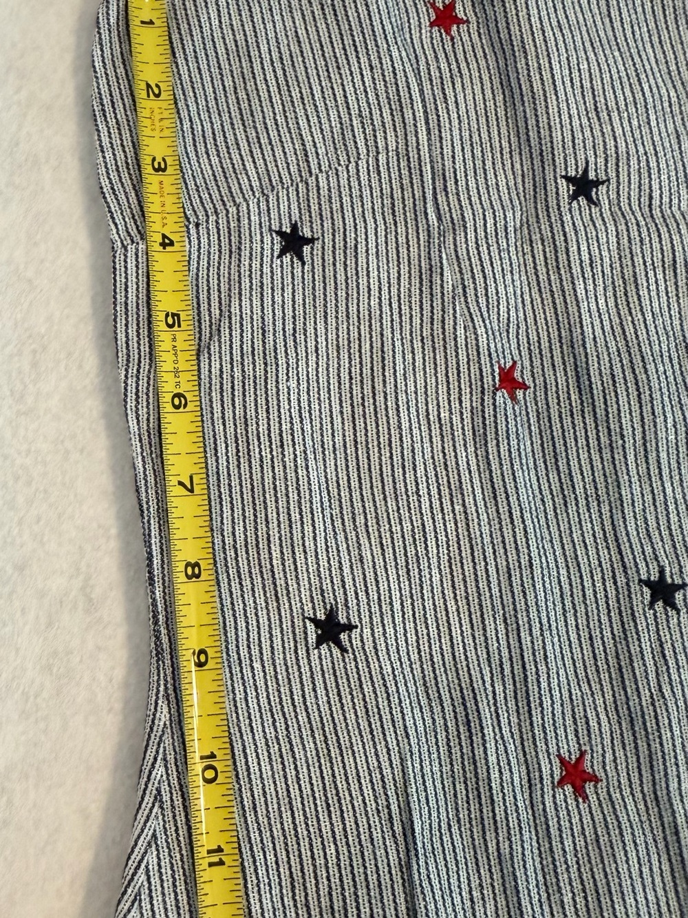 Blue-White Striped Tank with Star Embroidery -Vintage 4th of July Shirt - Picture 12 of 13